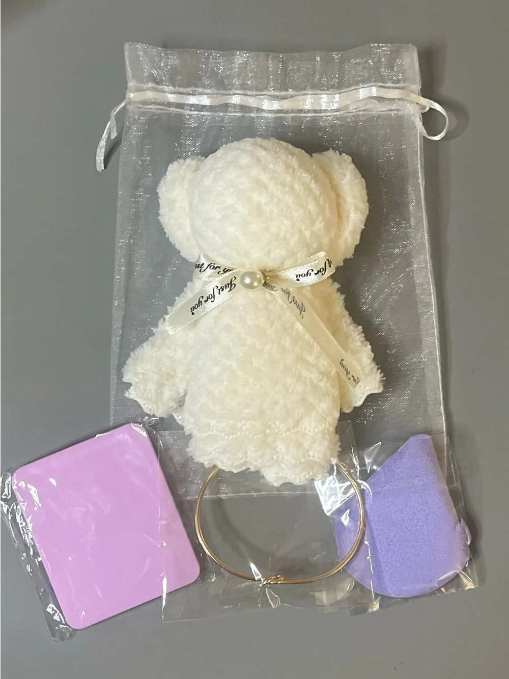 Gift Bundle Set Compact Mirror Gold Knot Bracelet Mini Towel Bear NWT